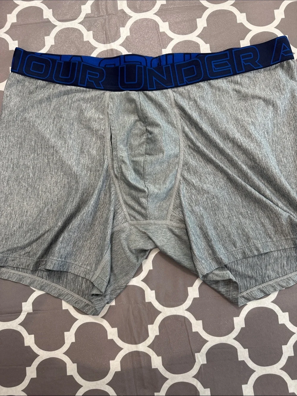 Under Armour Gray Boxer Briefs with Blue Logo Waistband